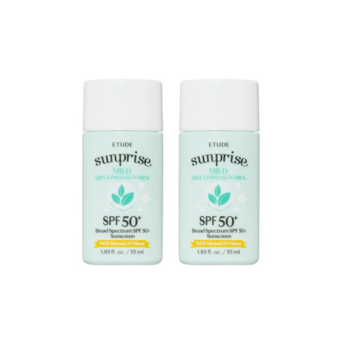 Etude - Sunprise Mild Airy Finish Sun Milk SPF50+ - 55ml (2ea) Set