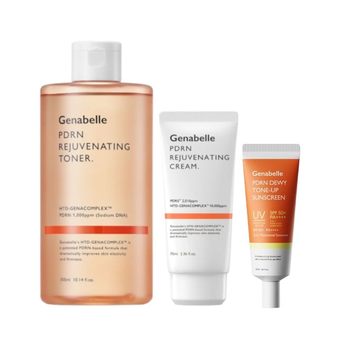 Genabelle - PDRN Rejuvenating Toner & Cream & Dewy Tone-up Sunscreen SPF50+ PA++++ - 40ml Set